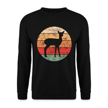 Deer Deer Retro Forest Animals Animal Lover Gift - Unisex Sweatshirt - black - Front - Alina (178cm) & Michal (187cm)