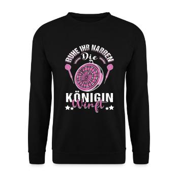 Narren Königin Dart Darspielerin Dartpfeile Darts - Unisex Pullover - Schwarz - Vorne - Alina (178cm) & Michal (187cm)