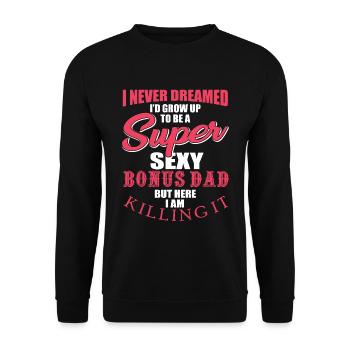 Bonus Papa Cadeau Beau-Père - Sweat-shirt Unisexe - noir - Devant - Alina (178cm) & Michal (187cm)