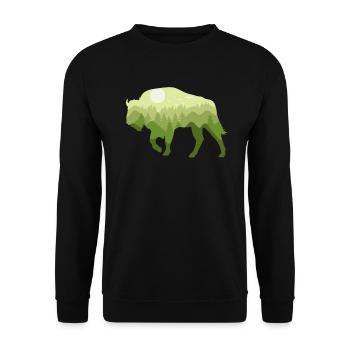 Bison Bison Bison Forest Natural Landscape Gift - Unisex Sweatshirt - black - Front - Alina (178cm) & Michal (187cm)