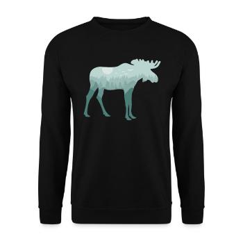 Elk Deer Forest Natural Landscape Gift - Unisex Sweatshirt - black - Front - Alina (178cm) & Michal (187cm)