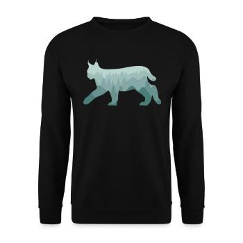 Lynx Bobcat Forest Nature Landscape Gift - Unisex Sweatshirt - black - Front - Alina (178cm) & Michal (187cm)
