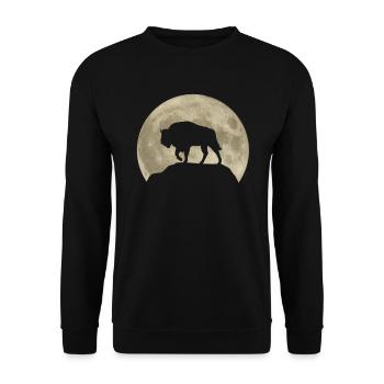 Bison Bison Moon Forest Animals Animal Lover Gift - Unisex Sweatshirt - black - Front - Alina (178cm) & Michal (187cm)