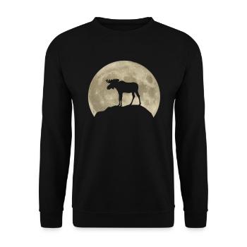 Elch Hirsch Mond Waldtiere Tierliebhaber Geschenk - Unisex Pullover - Schwarz - Vorne - Alina (178cm) & Michal (187cm)