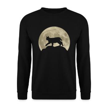 Lynx Moon Forest Animals Animal Lover Gift - Unisex Sweatshirt - black - Front - Alina (178cm) & Michal (187cm)
