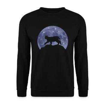 Lynx Moon Forest Animals Animal Lover Gift - Unisex Sweatshirt - black - Front - Alina (178cm) & Michal (187cm)