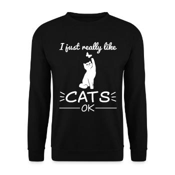 Katze Kätzchen Katzenliebhaber Spruch Geschenk - Unisex Pullover - Schwarz - Vorne - Alina (178cm) & Michal (187cm)
