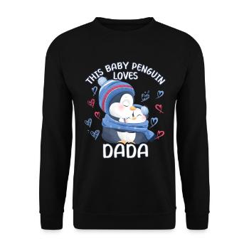 Dada Pinguin Babypinguin This Baby Penguin Loves - Unisex Pullover - Schwarz - Vorne - Alina (178cm) & Michal (187cm)