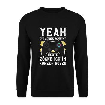 Yeah Die Sonne Scheint Zockershirt Gamer Nerd Geek - Unisex Pullover - Schwarz - Vorne - Alina (178cm) & Michal (187cm)