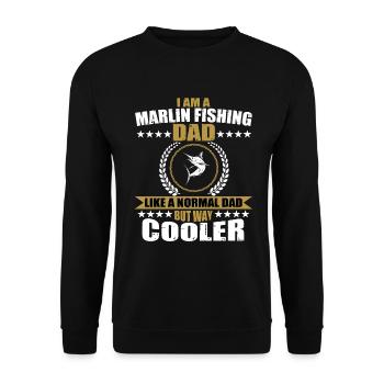 Marlin Angler Papa - Unisex Pullover - Schwarz - Vorne - Alina (178cm) & Michal (187cm)