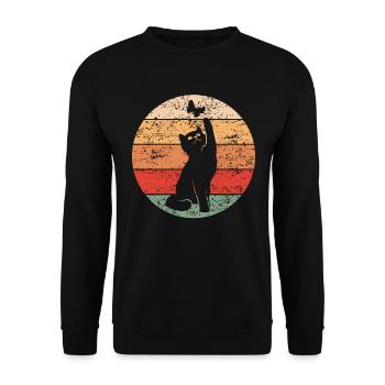 Cat Retro Design Cat Lover Cadeau - Sweat-shirt Unisexe - noir - Devant - Alina (178cm) & Michal (187cm)
