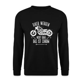 Biker Werden Nicht Grau Das Ist Chrom Motorrad - Unisex Pullover - Schwarz - Vorne - Alina (178cm) & Michal (187cm)