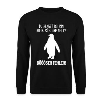 Pinguin Klein Süß Nett Lustiger Spruch Geschenk - Unisex Pullover - Schwarz - Vorne - Alina (178cm) & Michal (187cm)