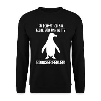 Pinguin Klein Süß Nett Lustiger Spruch Geschenk - Unisex Pullover - Schwarz - Vorne - Alina (178cm) & Michal (187cm)