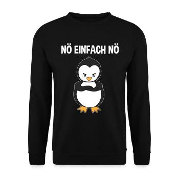 Pinguin Nö Einfach Nö Lustiger Spruch Geschenk - Unisex Pullover - Schwarz - Vorne - Alina (178cm) & Michal (187cm)