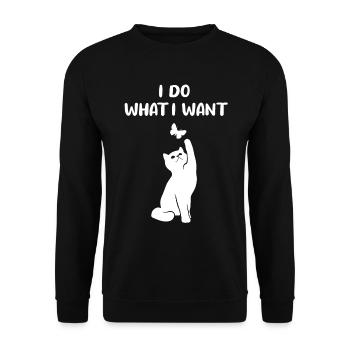 Chat et papillon Drôle de dicton Cadeau - Sweat-shirt Unisexe - noir - Devant - Alina (178cm) & Michal (187cm)
