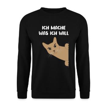 Katze Freches Kätzchen Lustiger Spruch Geschenk - Unisex Pullover - Schwarz - Vorne - Alina (178cm) & Michal (187cm)