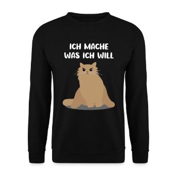 Katze Freches Kätzchen Lustiger Spruch Geschenk - Unisex Pullover - Schwarz - Vorne - Alina (178cm) & Michal (187cm)