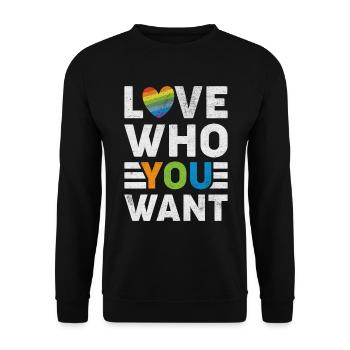 Pride Statement | Love Is Love - Unisex Pullover - Schwarz - Vorne - Alina (178cm) & Michal (187cm)