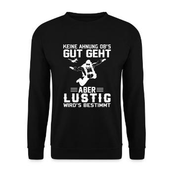 Skydiving | Fallsschirmsprung | Skydiving Humor - Unisex Pullover - Schwarz - Vorne - Alina (178cm) & Michal (187cm)