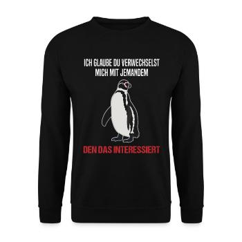 Pinguin Sarkastischer Spruch Lustiges Geschenk - Unisex Pullover - Schwarz - Vorne - Alina (178cm) & Michal (187cm)