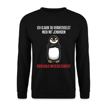 Pinguin Sarkastischer Spruch Lustiges Geschenk - Unisex Pullover - Schwarz - Vorne - Alina (178cm) & Michal (187cm)
