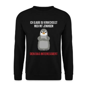 Pinguin Sarkastischer Spruch Lustiges Geschenk - Unisex Pullover - Schwarz - Vorne - Alina (178cm) & Michal (187cm)