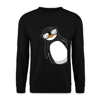 Lustiger Pinguin Mit Sonnenbrille Cooles Geschenk - Unisex Pullover - Schwarz - Vorne - Alina (178cm) & Michal (187cm)