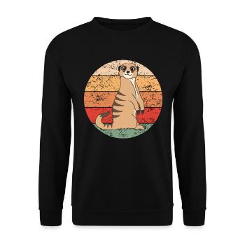 Erdmännchen Liebhaber Retro Geschenk Lustige Tiere - Unisex Pullover - Schwarz - Vorne - Alina (178cm) & Michal (187cm)
