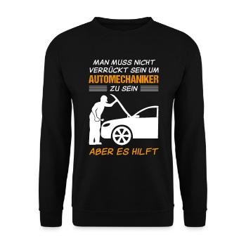 Automechaniker Beruf Lustiger Spruch Geschenk - Unisex Pullover - Schwarz - Vorne - Alina (178cm) & Michal (187cm)