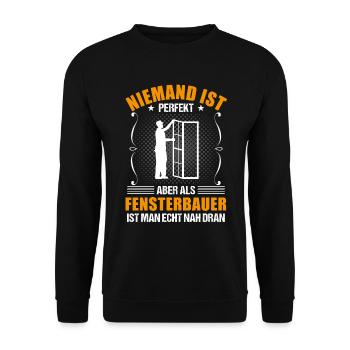Fensterbauer Lustiger Spruch Handwerker Geschenk - Unisex Pullover - Schwarz - Vorne - Alina (178cm) & Michal (187cm)