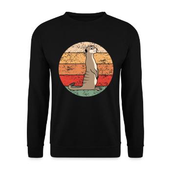 Erdmännchen Liebhaber Retro Geschenk Lustige Tiere - Unisex Pullover - Schwarz - Vorne - Alina (178cm) & Michal (187cm)