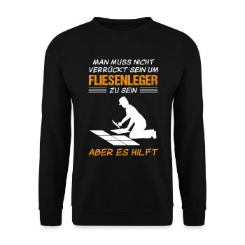 Fliesenleger Lustiger Spruch Handwerker Geschenk - Unisex Pullover - Schwarz - Vorne - Alina (178cm) & Michal (187cm)