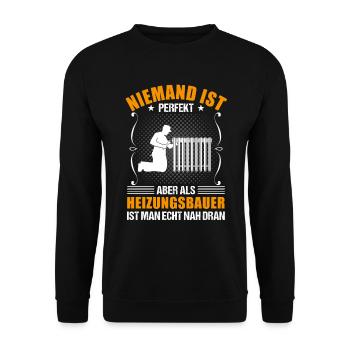Heizungsbauer Lustiger Spruch Handwerker Geschenk - Unisex Pullover - Schwarz - Vorne - Alina (178cm) & Michal (187cm)