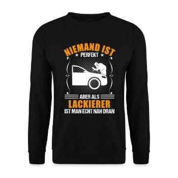 Fahrzeuglackierer Spruch Lackierer Geschenk - Unisex Pullover - Schwarz - Vorne - Alina (178cm) & Michal (187cm)