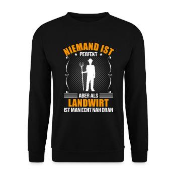 Landwirt Bauer Lustiger Spruch Geschenk - Unisex Pullover - Schwarz - Vorne - Alina (178cm) & Michal (187cm)