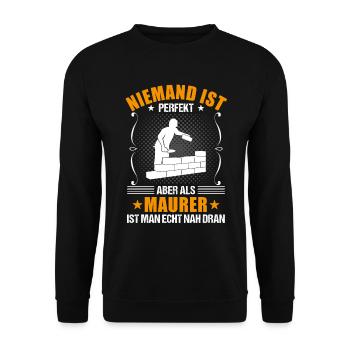 Maurer Lustiger Spruch Bauhandwerker Geschenk - Unisex Pullover - Schwarz - Vorne - Alina (178cm) & Michal (187cm)