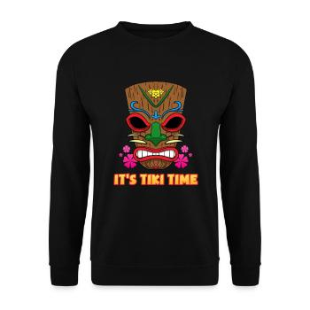 It's Tiki Time Party Vacation Hawaii - Unisex Sweatshirt - black - Front - Alina (178cm) & Michal (187cm)