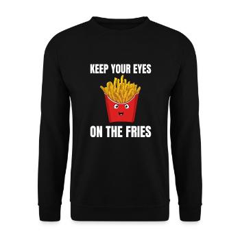 Keep Your Eyes On The Fries French Fries - Unisex Sweatshirt - black - Front - Alina (178cm) & Michal (187cm)