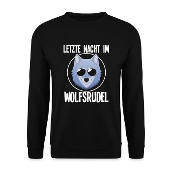 Letzte Nacht Im Wolfsrudel Junggesellenabschied - Unisex Pullover - Schwarz - Vorne - Alina (178cm) & Michal (187cm)