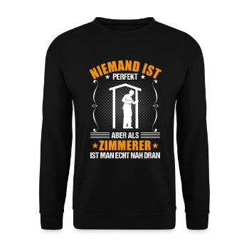 Zimmermann Zimmerer Lustiger Spruch Geschenk - Unisex Pullover - Schwarz - Vorne - Alina (178cm) & Michal (187cm)