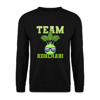 Team Kohlrabi Superfood Veganer Vegetarier - Unisex Pullover - Schwarz - Vorne - Alina (178cm) & Michal (187cm)