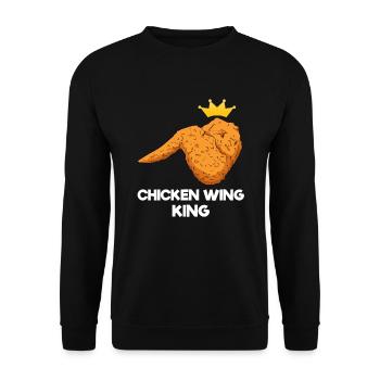 Chicken Wing King Fast Food Hähnchen Liebhaber - Unisex Pullover - Schwarz - Vorne - Alina (178cm) & Michal (187cm)
