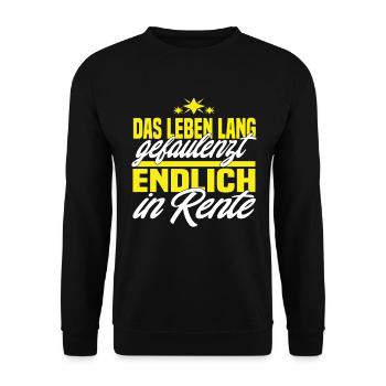 Das Leben Lang Gefaulenzt Endlich In Rente - Unisex Pullover - Schwarz - Vorne - Alina (178cm) & Michal (187cm)