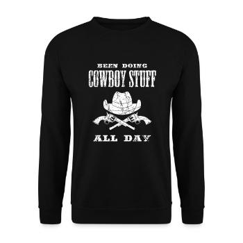 Been Doing Cowboy Stuff All Day Western Reiter - Unisex Pullover - Schwarz - Vorne - Alina (178cm) & Michal (187cm)