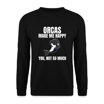 Orcas Make Me Happy You Not So Much Killerwal - Unisex Pullover - Schwarz - Vorne - Alina (178cm) & Michal (187cm)