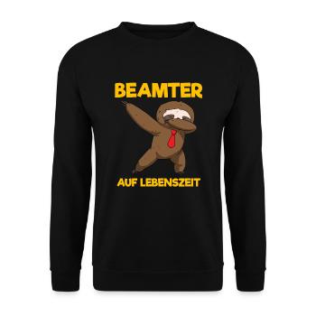 Beamter Auf Lebenszeit Dabbing Faultier - Unisex Pullover - Schwarz - Vorne - Alina (178cm) & Michal (187cm)