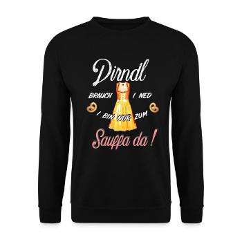Dirndl Lustiger Spruch T-Shirt Festzelt Bussi - Unisex Pullover - Schwarz - Vorne - Alina (178cm) & Michal (187cm)