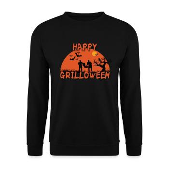 Happy Grilloween - Unisex Pullover - Schwarz - Vorne - Alina (178cm) & Michal (187cm)