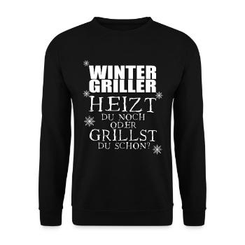 Wintergriller- Heizt du noch oder Grillst du - Unisex Pullover - Schwarz - Vorne - Alina (178cm) & Michal (187cm)